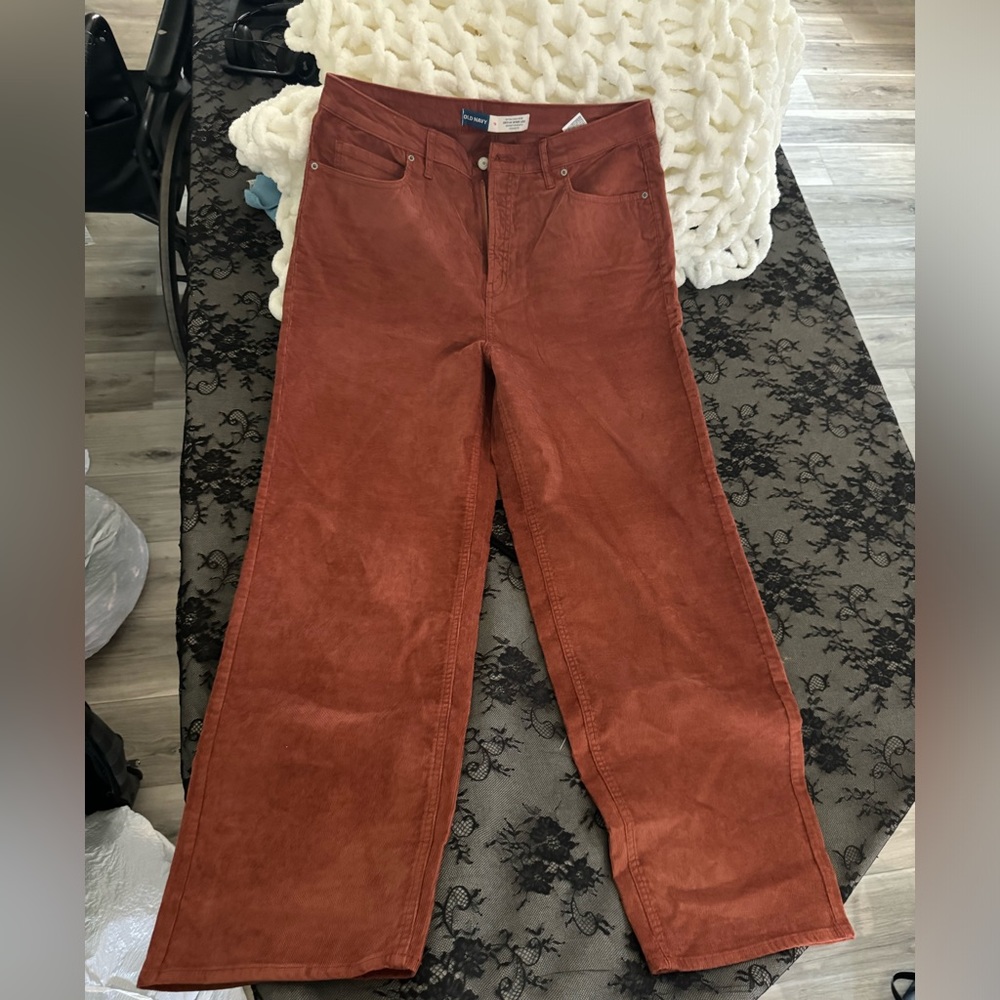 Orange corduroy women pants
